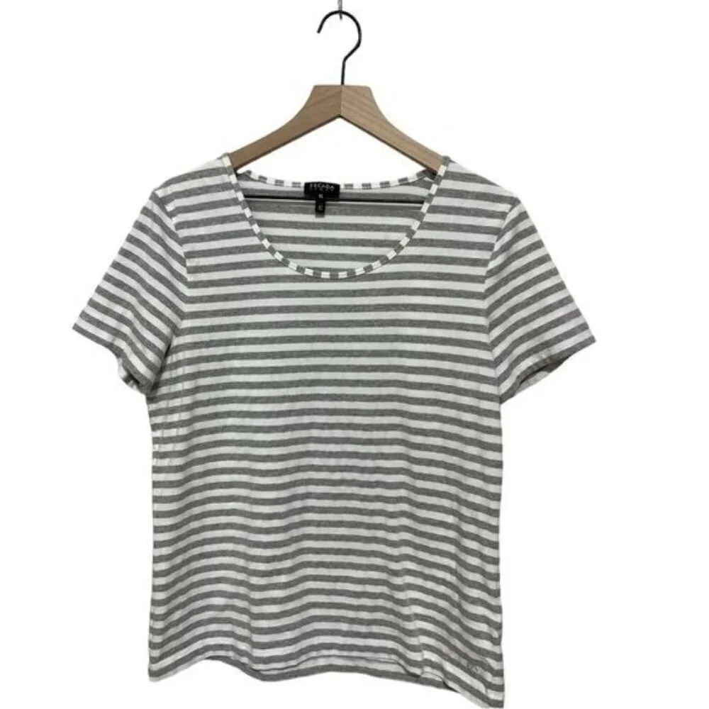Escada Sport Striped Short Sleeves Crew Neck Top Size L‎